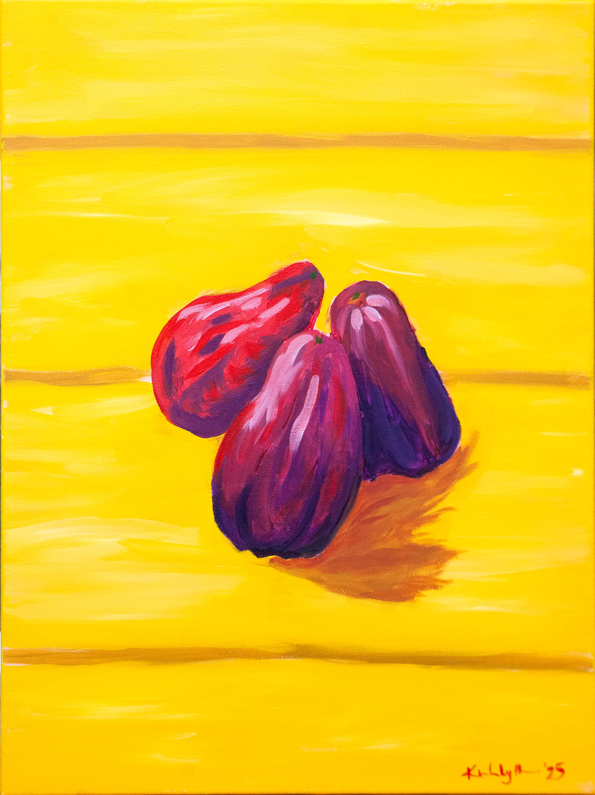 Otaheite Glow by Kimberly Hew, original acrylic painting, 18 × 24 inches, styled interior