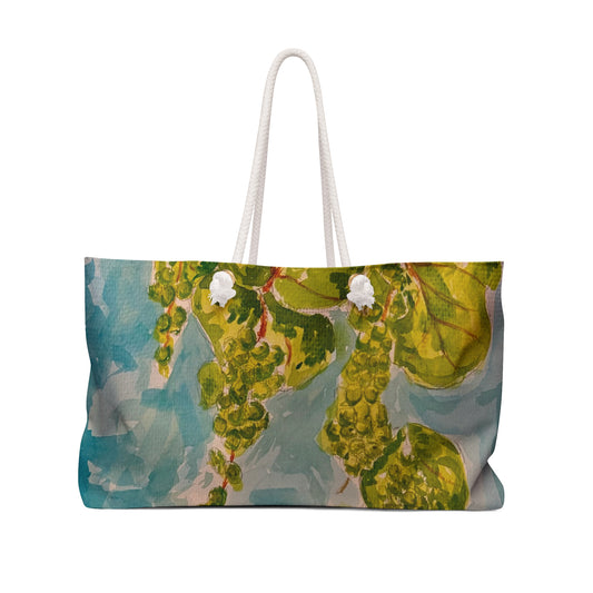 Seagrape Tote Bag, Artistic Weekender Bag with Floral Design, Perfect for Travel, Gym, Beach, Mother's Day Gift, Handmade Accessories