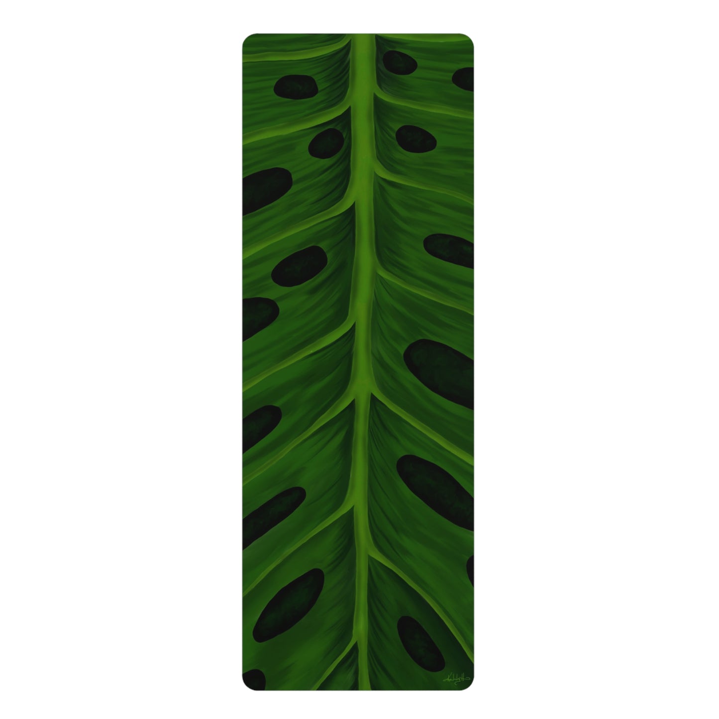 Green Monstera Leaf Rubber Yoga Mat — Non-Slip Tropical Fitness Mat