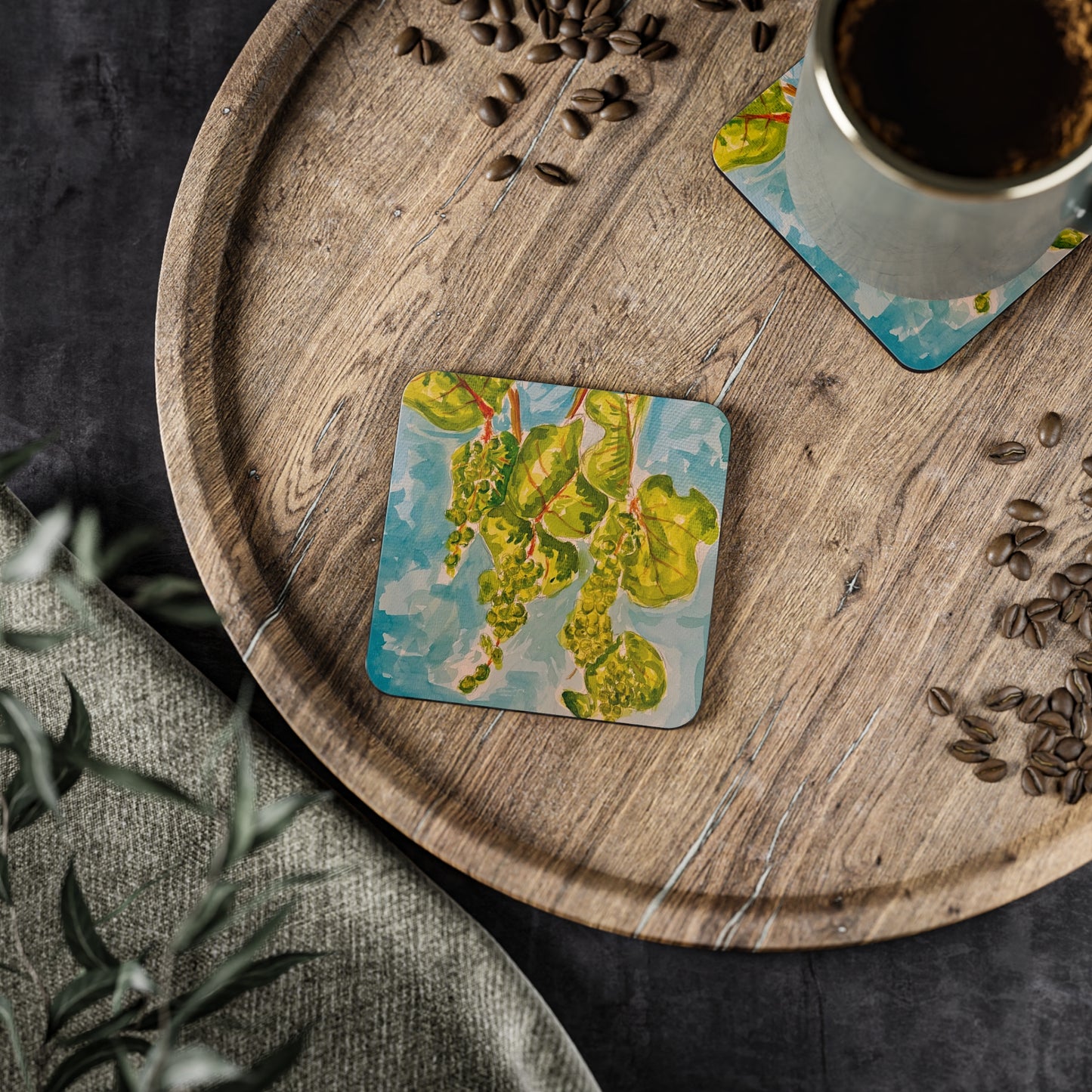 Watercolor Seagrape Coasters