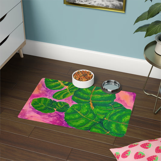 Sunset Seagrapes Pet Food Mat - Colorful Dog Bowl Mat, Cat Feeding Tray, Cute Pet Decor, Pet Supply Gift, Home Decor