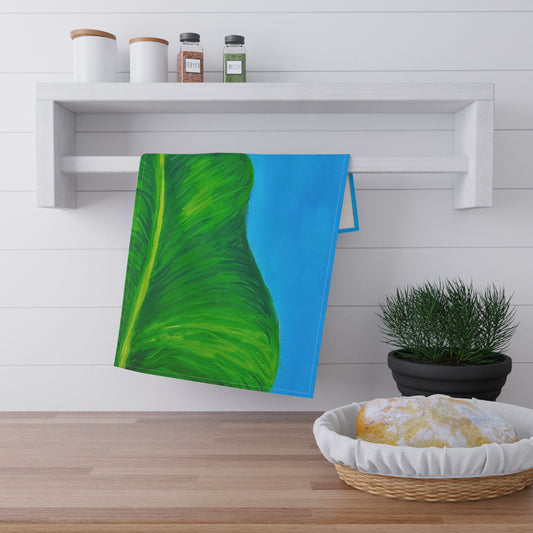Vibrant Leaf Print Tea Towels, Kitchen Decor, Eco-Friendly Towel Set, Gift for Housewarming, Tropical Vibe