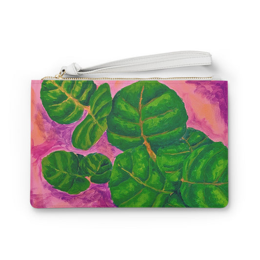 Sunset Seagrape Print Clutch Bag | Tropical Style, Boho Chic, Summer Accessory, Eco-Friendly, Gift for Her, Festival Bag