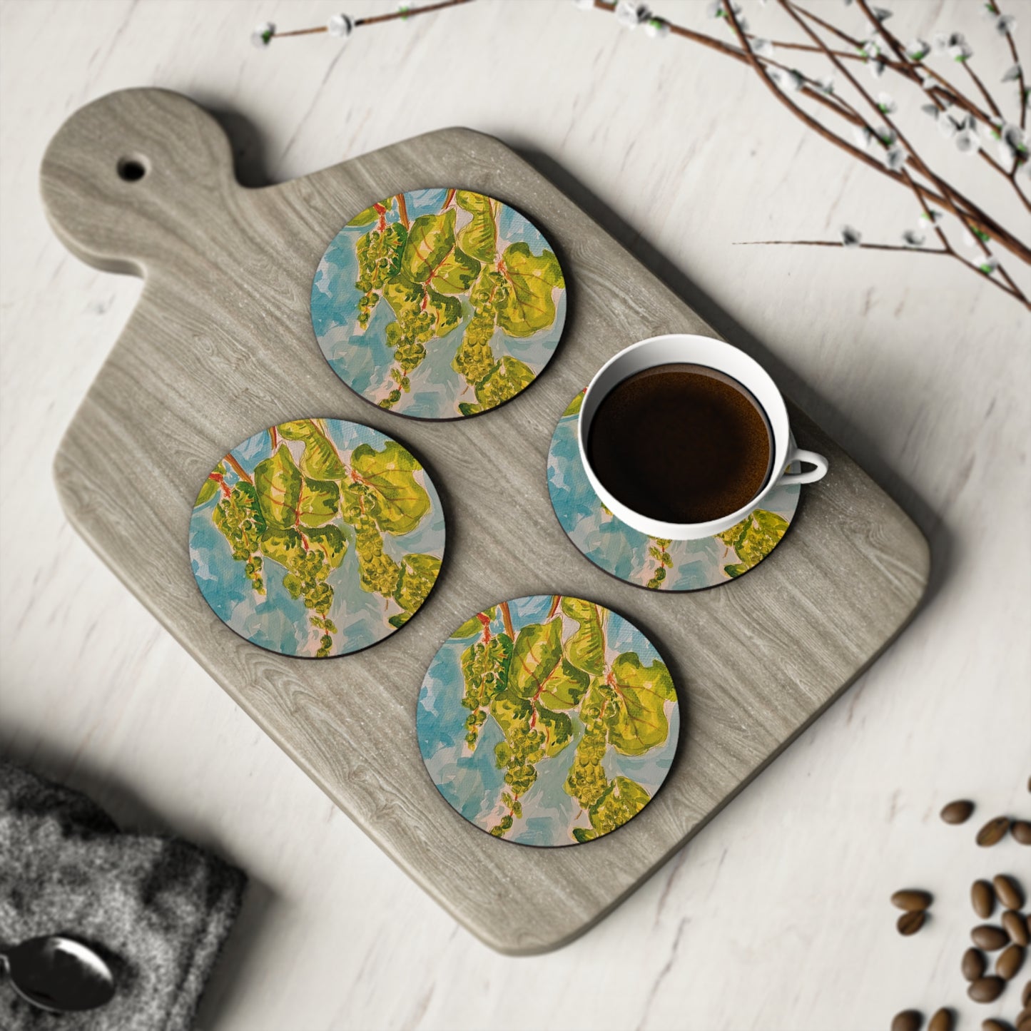 Watercolor Seagrape Coasters